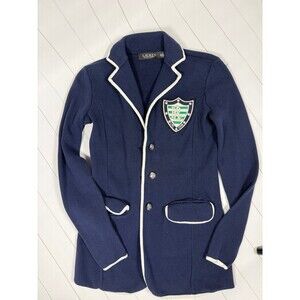Lauren Ralph Lauren Women’s Navy Blazer Jacket Crest Logo Size XXS